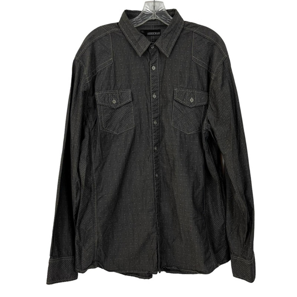 Buckle Black Casual Button Down Jacquard Shirt Long Sleeve Size XL